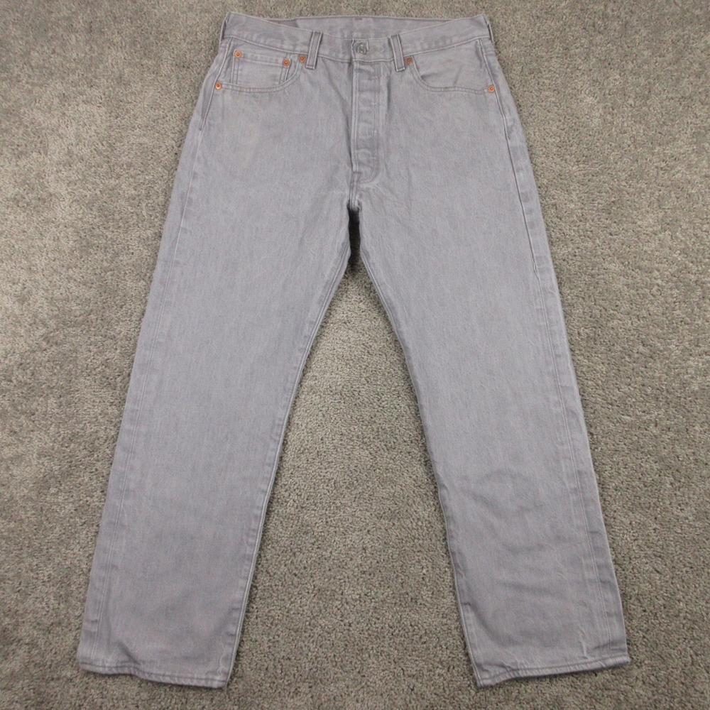 Levis Jeans Mens 31x27 (Tagโ 34x30) Gray 501 Button Fly Original Denim Pants